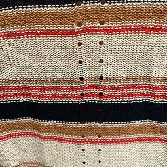 Tory Burch Linen Blend Cream, Red and Black Striped Knit Sweater Size Small - Picture 7 of 8